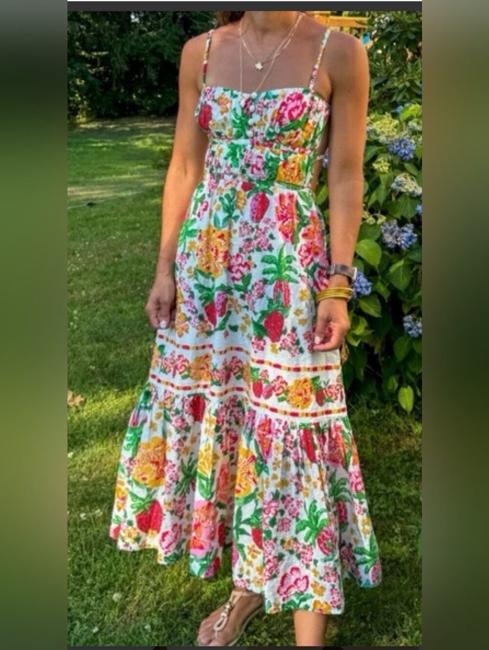 FARM Rio Floral Sketch White Midi Dress